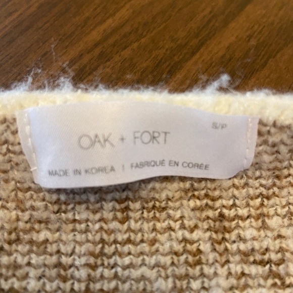 Oak+Fort Women's  Oatmeal/
Brown Size Medium Argyle Cardigan Sweater - Picture 8 of 10